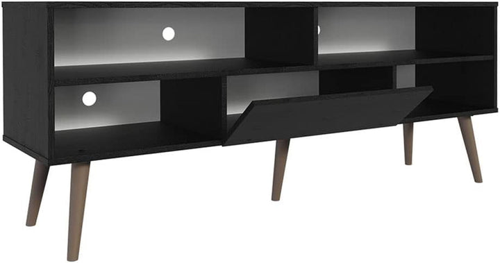 Modern TV Stand with 1 Door and 4 Shelves with Cable Management Peach Maple