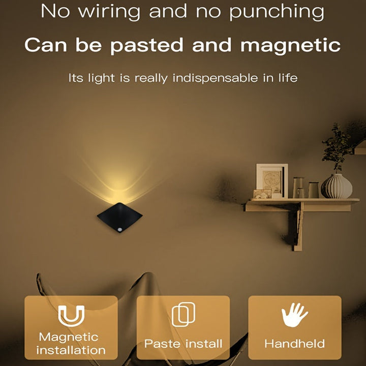 Human Sensing Uplight Wall Lamp – Battery-Powered Freestanding Modern Decor with Brushed Finish Champagne Apollo