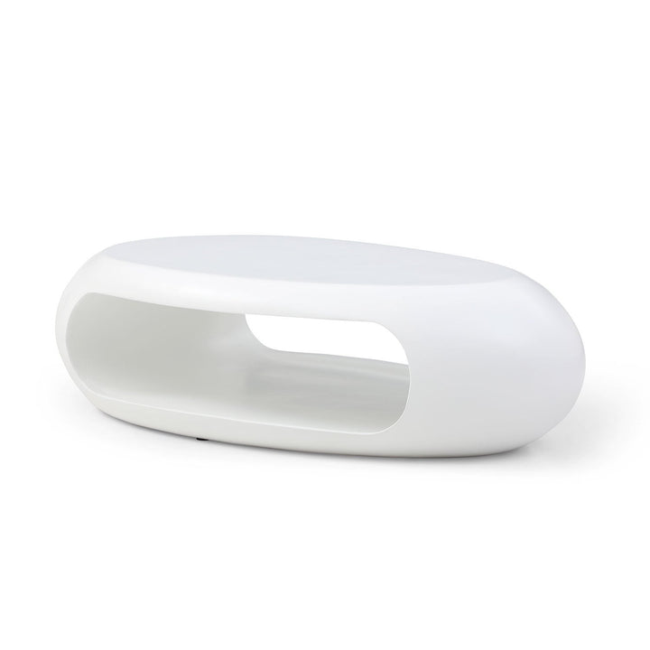 Modern White Fiberglass Oval Coffee Table – No Assembly, Waterproof, Stylish Living Room & Office Table Sangria Beech