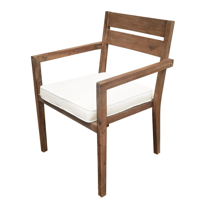 7-Piece Outdoor Acacia Wood Dining Set – Burly Wood Table and 6 Chairs with Cushions, Weather-Resistant Patio Furniture for Garden, Balcony, Backyard Sangria Beech
