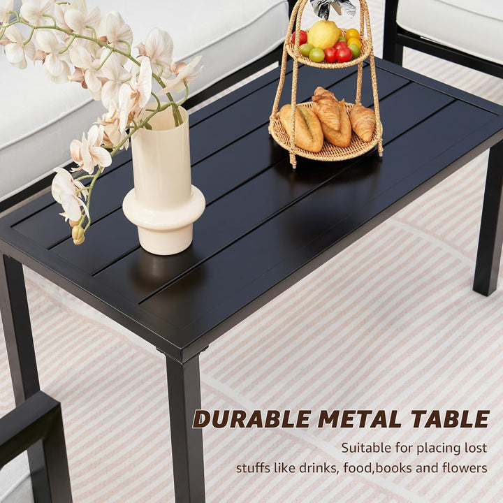 Stylish 4-Piece Outdoor Metal Sofa Set with Water-Resistant Cushions – Durable Patio Sectional Furniture for Garden & Poolside Peach Maple