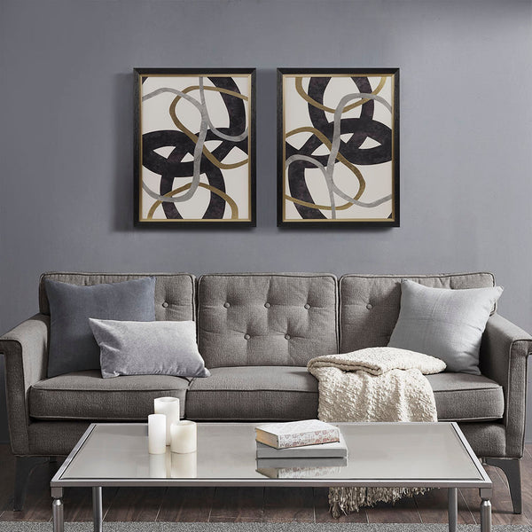Gold Foil Abstract 2-piece Framed Canvas Wall Art Set GH Modern Living