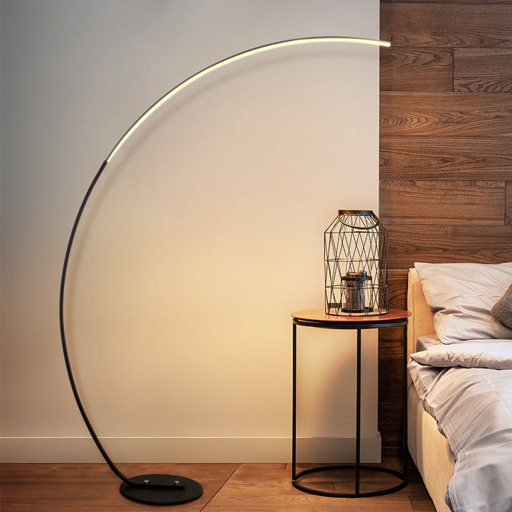 Modern RGB LED Floor Lamp – 66.9" Tall Corner Standing Lamp with 16 Million Colors, 358 Dynamic Effects, Remote Control, Dimmable Light, Black Aluminum Body Sangria Apricot