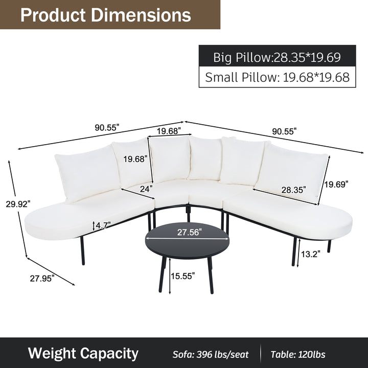 6-Piece Outdoor Patio Furniture Set – All-Weather Iron Frame with Cushions, Beige Sectional Seating for 6 with Coffee Table, Waterproof & Stain-Resistant Sangria Beech