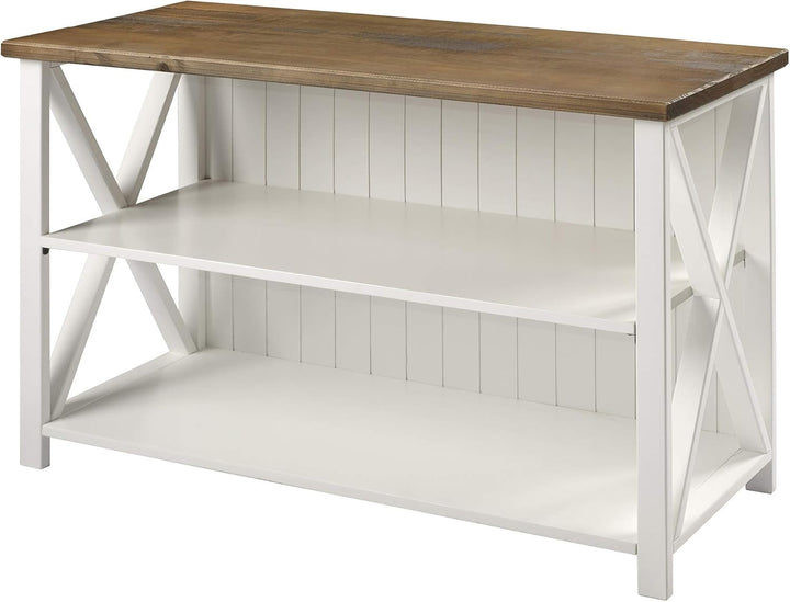 Farmhouse Solid Wood TV Stand Console – Beadboard Back, Cable Management, Fits TVs up to 58" Peach Maple