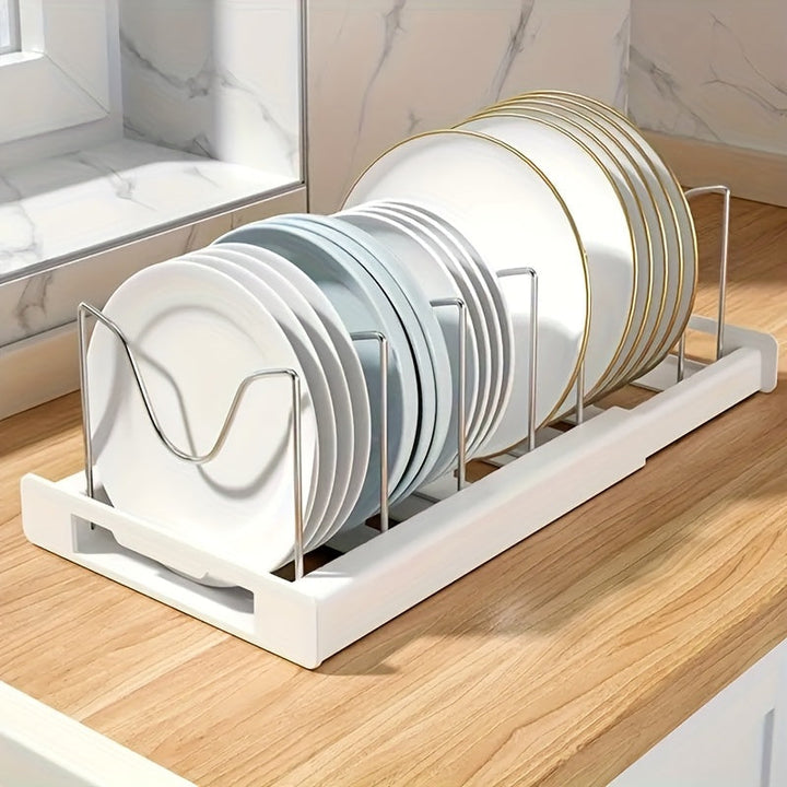 Retractable Pot Rack – Adjustable Pull-Out Kitchen Storage Organizer for Pots, Pans & Lids, Space-Saving Cabinet Shelf Champagne Apollo