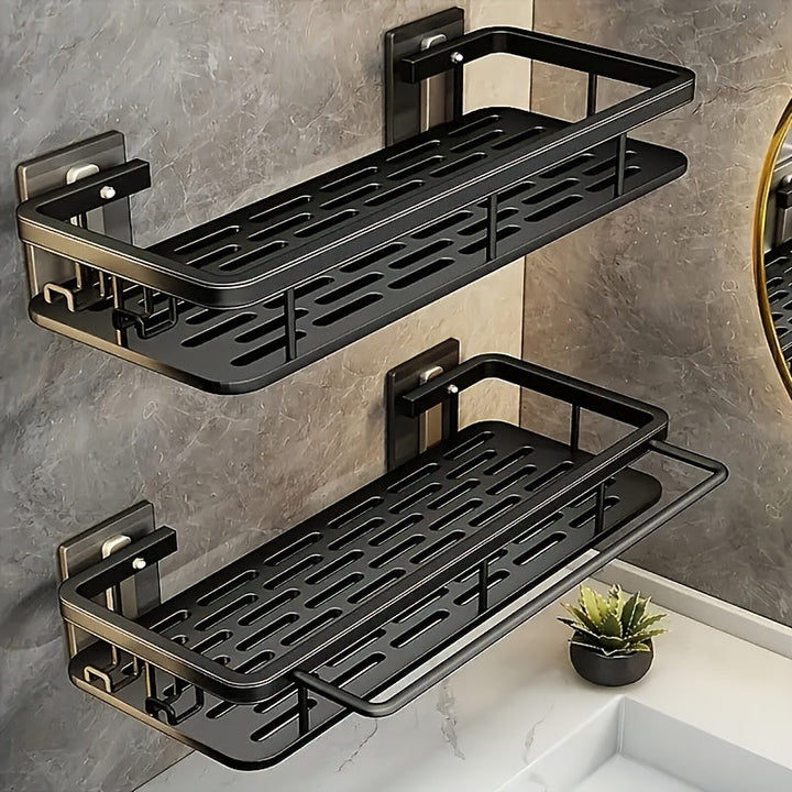 Rust-Resistant No-Drill Bathroom Hanging Shelf with 2 Space-Saving Shelves – Easy Wall Mount Organizer for Shower & Multi-Room Use Champagne Apollo