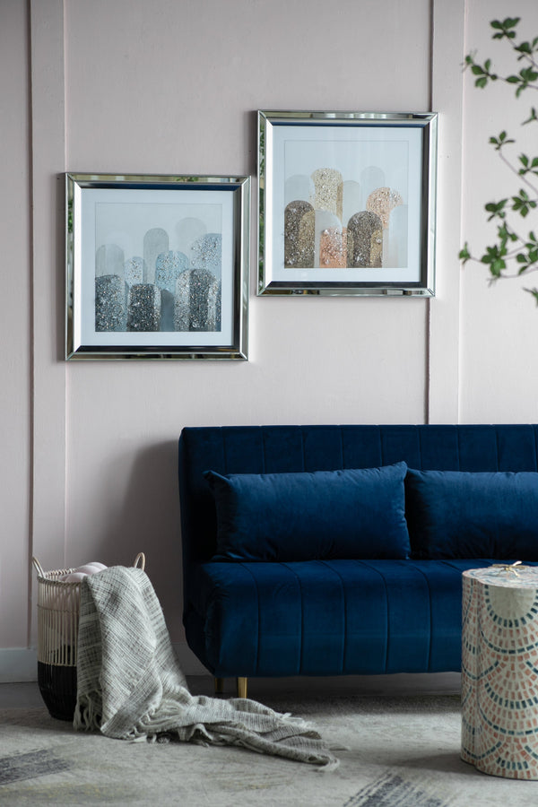 S/2 23.6x23.6' Kaiden Crystal Mirror Framed Wall Art on Mellow Golden Tint Background GH Modern Living