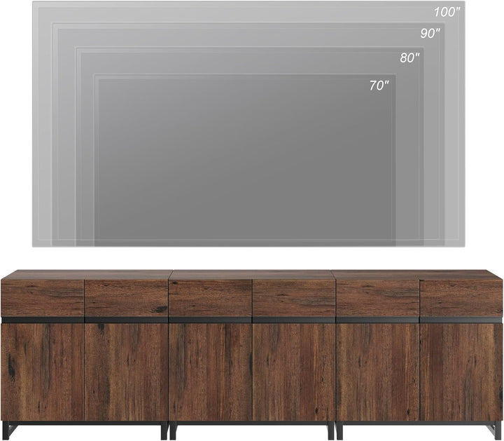 Modern TV Stand for TV's up to 100 Inch, 3 in 1 Entertainment Center Peach Maple