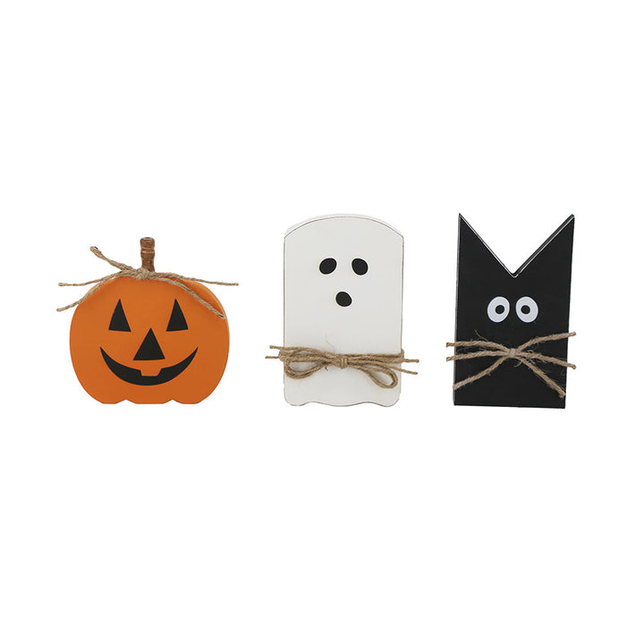 Halloween Table Decor Pumpkins – White, Black & Orange, Various Sizes - Set of 3 GH Modern Living