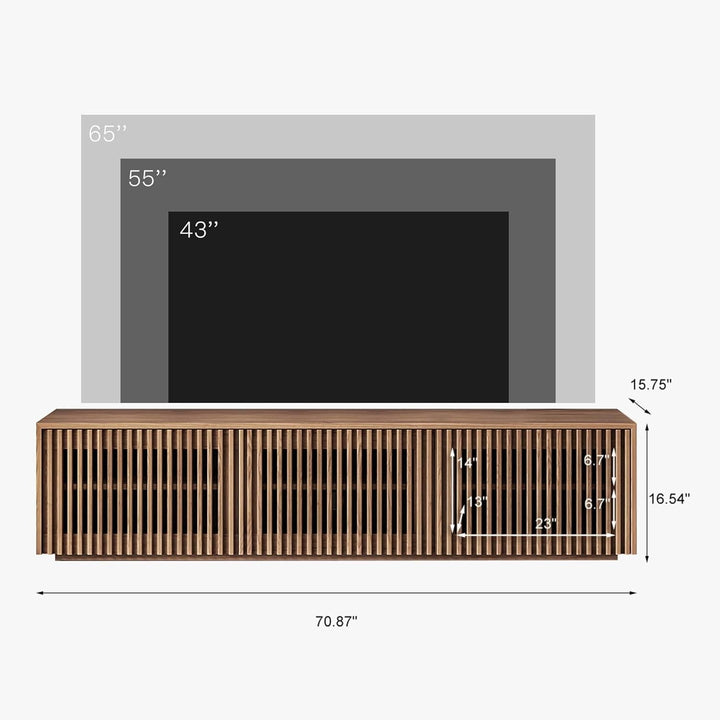 Mid Century Modern TV Stand, Solid Wood Media Console for 65 Inch TV Peach Maple