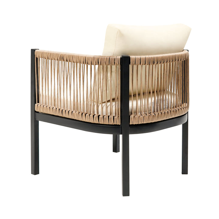 5-Piece Modular Outdoor Sofa Set with Tempered Glass Table – Beige Cushions, PE Wicker & Rust-Resistant Iron Frame Sangria Beech
