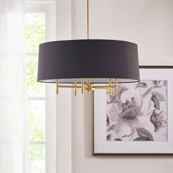 Presidio 5-Light Black Drum Shade Chandelier GH Modern Living