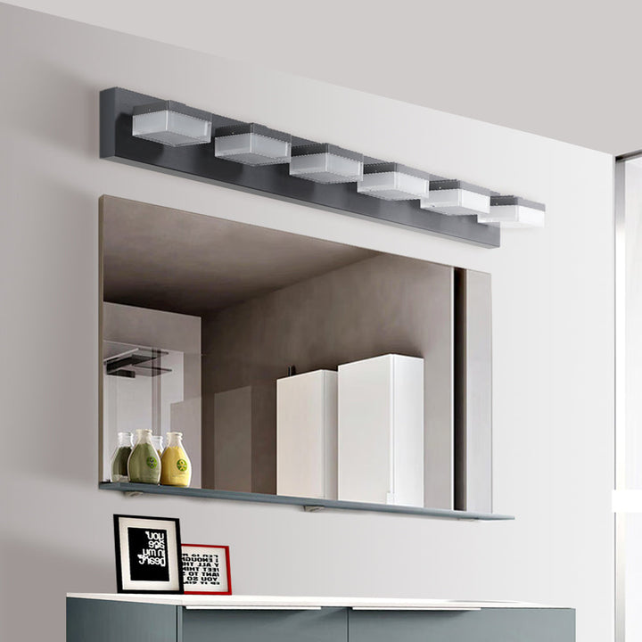 Modern 6-Light Black LED Vanity Mirror Light Fixture – Energy Efficient, Moisture-Resistant, Easy Hardwired Installation Sangria Beech