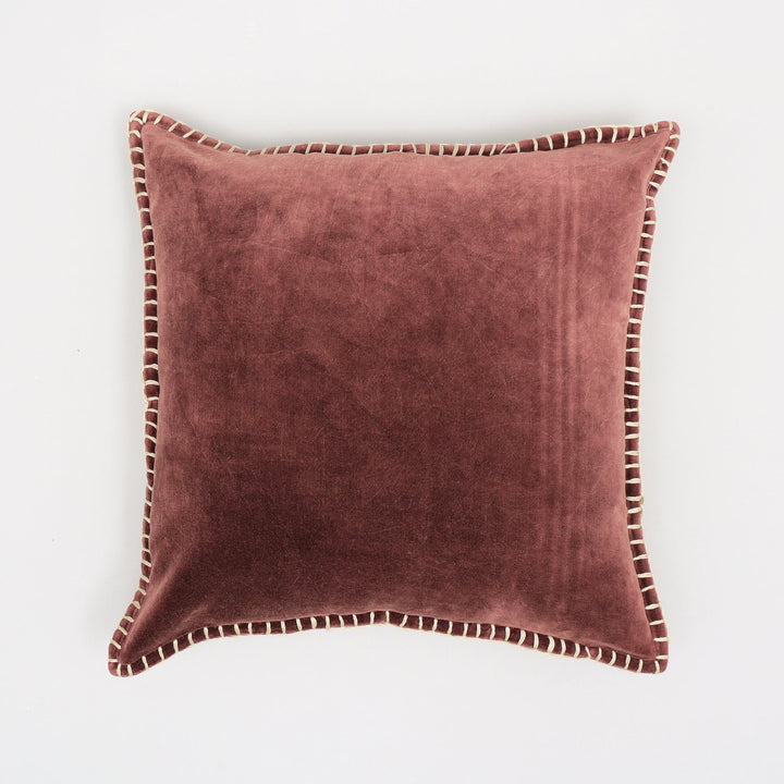 Stonewashed Cotton Velvet Throw Pillow with Decorative Handstiched Edges-19X19' GH Modern Living