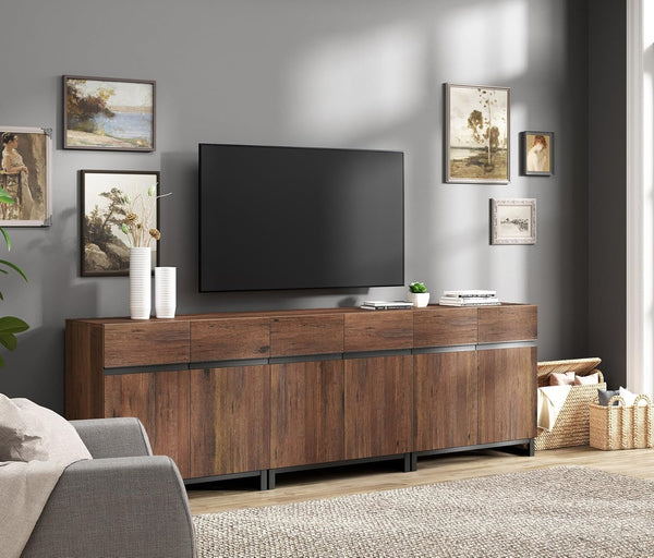 Modern TV Stand for TV's up to 100 Inch, 3 in 1 Entertainment Center Peach Maple