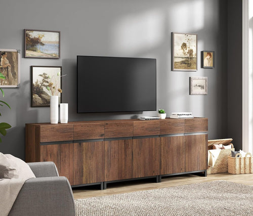 Modern TV Stand for TV's up to 100 Inch, 3 in 1 Entertainment Center Peach Maple