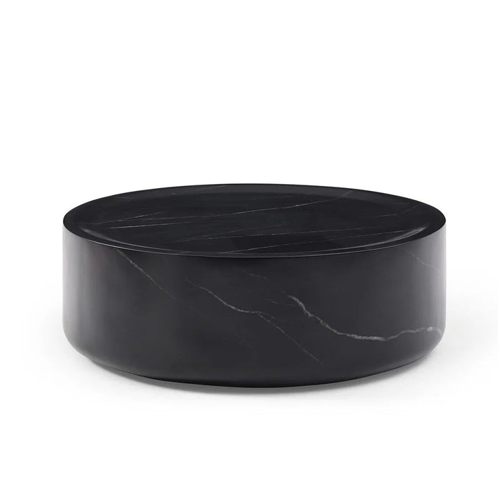Modern Round Black Fiberglass Coffee Table – 35" Minimalist Center Table for Living Room or Office Sangria Beech