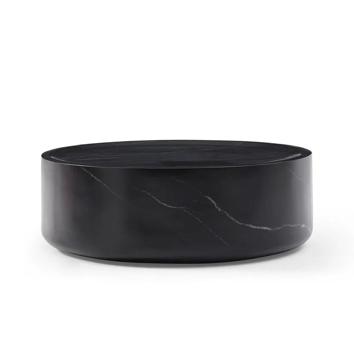 Modern Round Black Fiberglass Coffee Table – 35" Minimalist Center Table for Living Room or Office Sangria Beech
