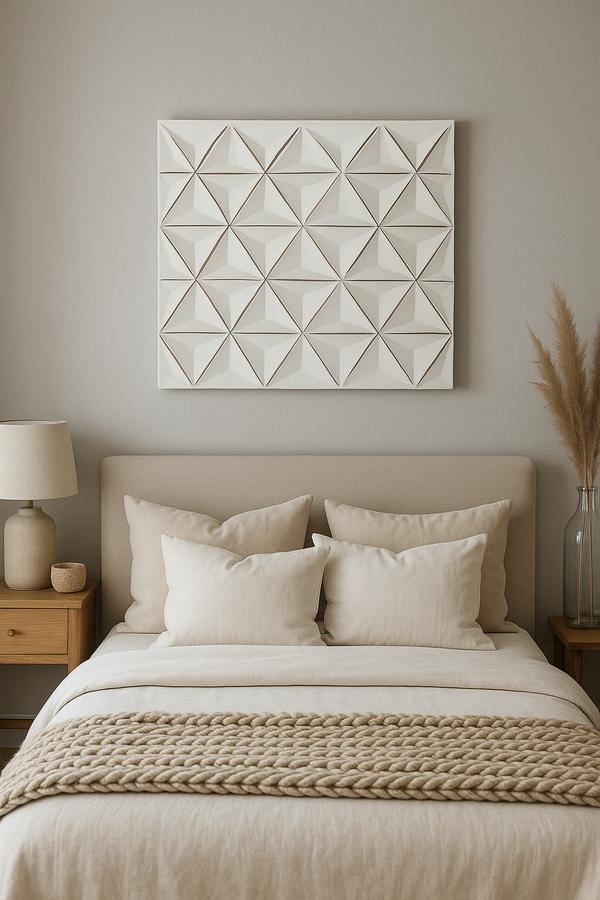 White Square Shape Handcrafted MDF Wall Decor – 16'x16' Elegant Home Accent GH Modern Living