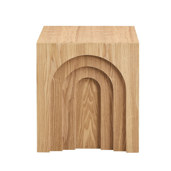 Modern Black MDF Side Table – Small Accent End Table for Living Room & Bedroom Sangria Beech