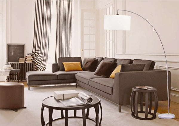 78' SILVER ARCH FLOOR LAMP WITH KD SHADE W/ DOUBLE BOX (1PC/CTN) (2.15/26.84) GH Modern Living