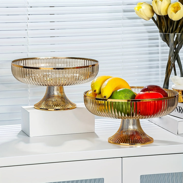 Elegant Gold-Trimmed Acrylic Fruit Bowl – Lightweight, Durable & Stylish Centerpiece for Home Decor Champagne Apollo
