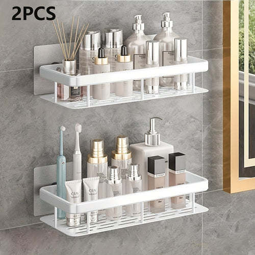 Rust-Resistant No-Drill Bathroom Hanging Shelf with 2 Space-Saving Shelves – Easy Wall Mount Organizer for Shower & Multi-Room Use Champagne Apollo