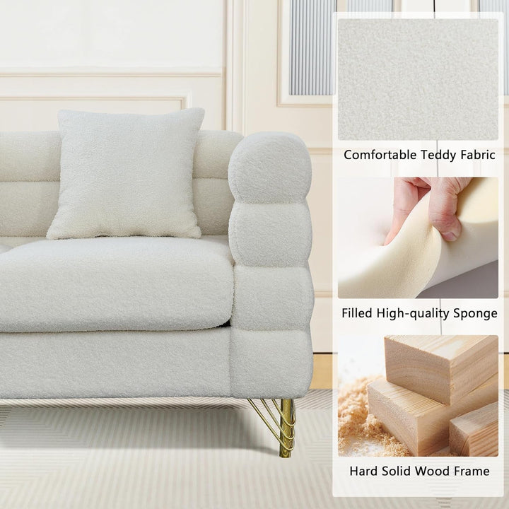 Oversized White Corner Sofa 5 Seater Teddy Couch Peach Maple