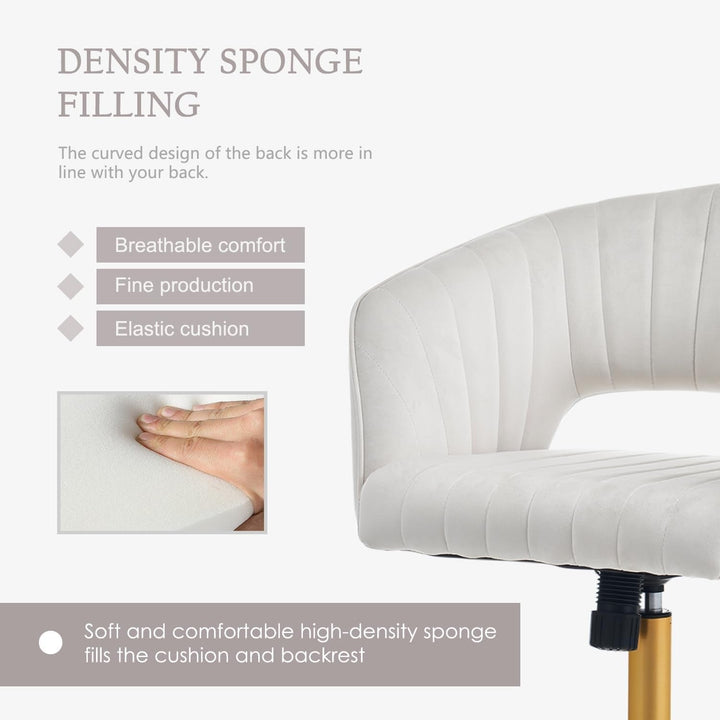 Velvet Swivel Desk Chair – 360° Home Office & Vanity Chair with Modern Design Peach Maple