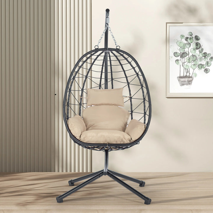Hanging Egg Chair with Stand Indoor Outdoor Swing Chair GH Modern Living