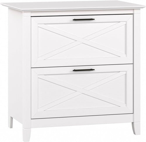 Modern Farmhouse 2-Drawer File Cabinet – Rustic Home Office Storage with X Accents, Full-Extension Drawers & Wall Safety Hardware – Key West Collection Peach Maple