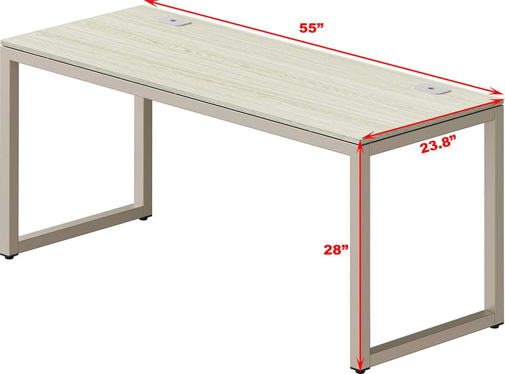 Modern 55" Office Desk with Steel Frame and Cord Management – Cherry Finish Workstation with Adjustable Glides Peach Maple