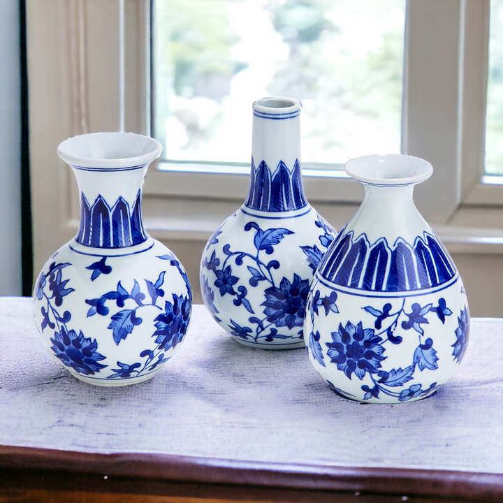 Blue & White Chinoiserie Canton Vases – Hand-Painted Ceramic Mediterranean Decor Cerise Thalassa