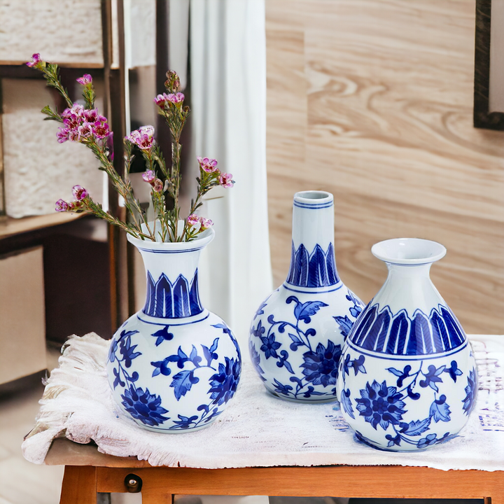 Blue & White Chinoiserie Canton Vases – Hand-Painted Ceramic Mediterranean Decor Cerise Thalassa
