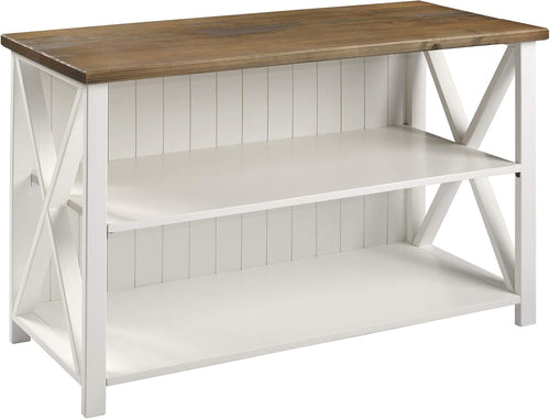 Farmhouse Solid Wood TV Stand Console – Beadboard Back, Cable Management, Fits TVs up to 58" Peach Maple