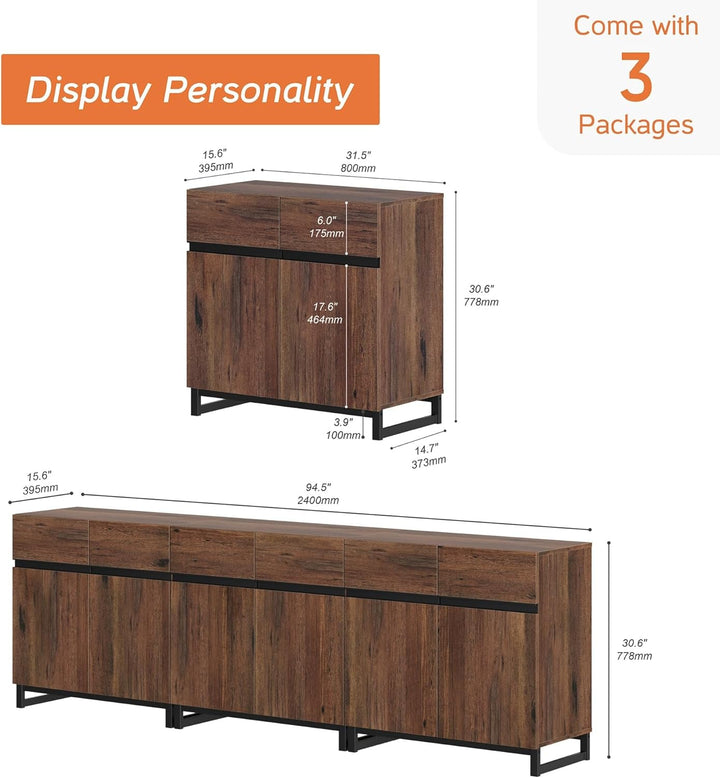 Modern TV Stand for TV's up to 100 Inch, 3 in 1 Entertainment Center Peach Maple