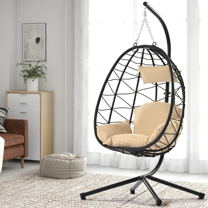 Hanging Egg Chair with Stand Indoor Outdoor Swing Chair GH Modern Living