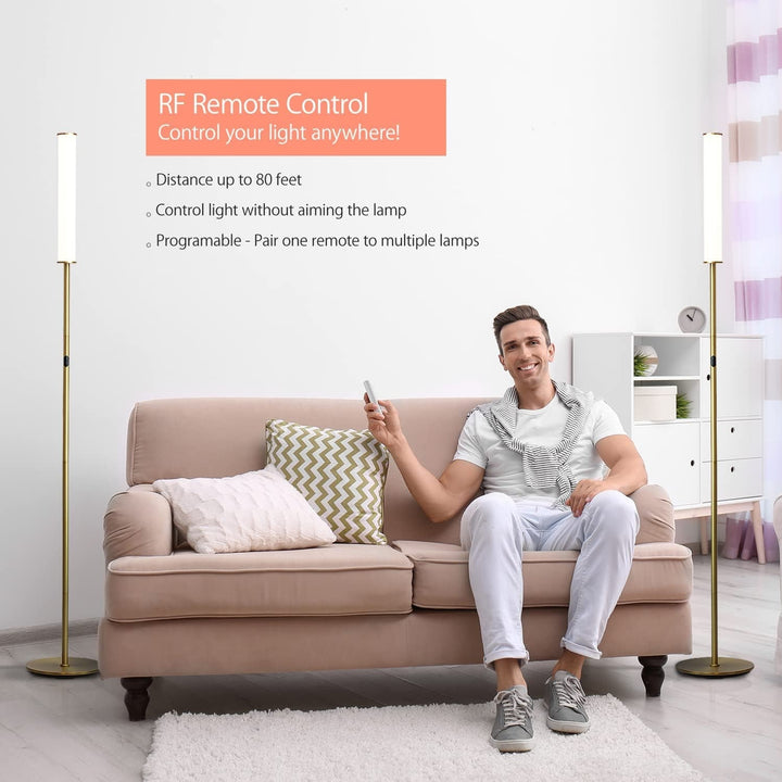 O’Bright 360° LED Cylinder Floor Lamp – Touch & Remote Control Standing Lamp, Dimmable with Adjustable Color Temperature (3000K–6000K), Smart Plug Compatible Peach Maple