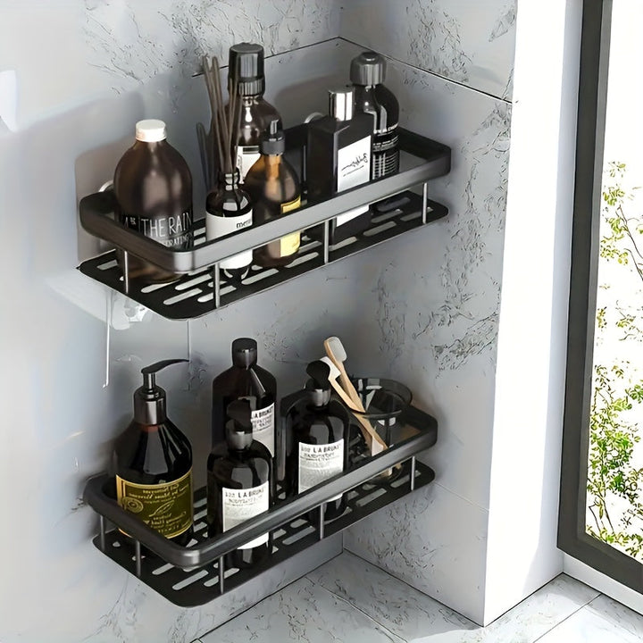 Rust-Resistant No-Drill Bathroom Hanging Shelf with 2 Space-Saving Shelves – Easy Wall Mount Organizer for Shower & Multi-Room Use Champagne Apollo