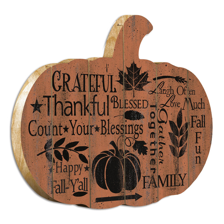 'Grateful' By Artisan Linda Spivey Printed on Wooden Pumpkin Wall Art GH Modern Living