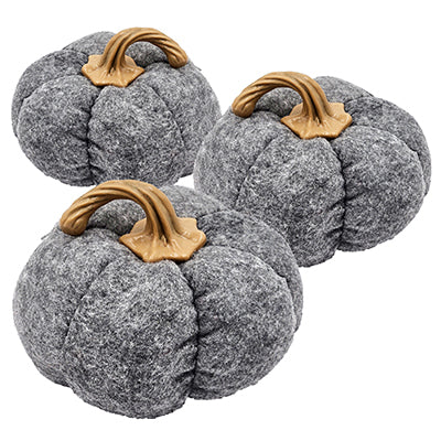 Gray Pumpkin Decorations – 8.3' Fall Harvest & Thanksgiving Décor - Set of 3 GH Modern Living