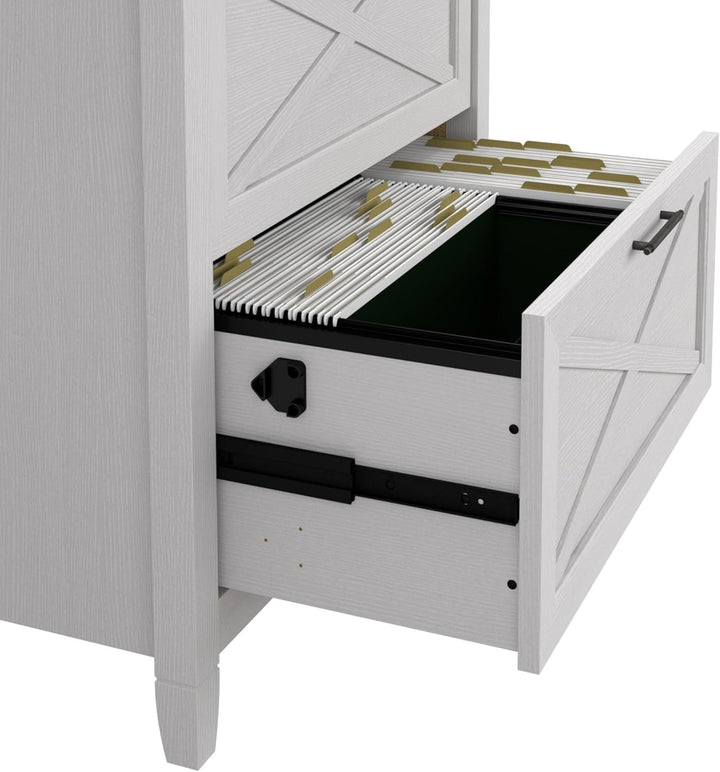 Modern Farmhouse 2-Drawer File Cabinet – Rustic Home Office Storage with X Accents, Full-Extension Drawers & Wall Safety Hardware – Key West Collection Peach Maple