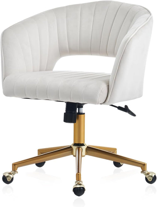 Velvet Swivel Desk Chair – 360° Home Office & Vanity Chair with Modern Design Peach Maple