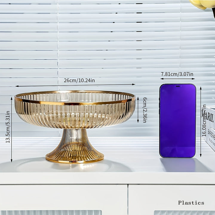 Elegant Gold-Trimmed Acrylic Fruit Bowl – Lightweight, Durable & Stylish Centerpiece for Home Decor Champagne Apollo