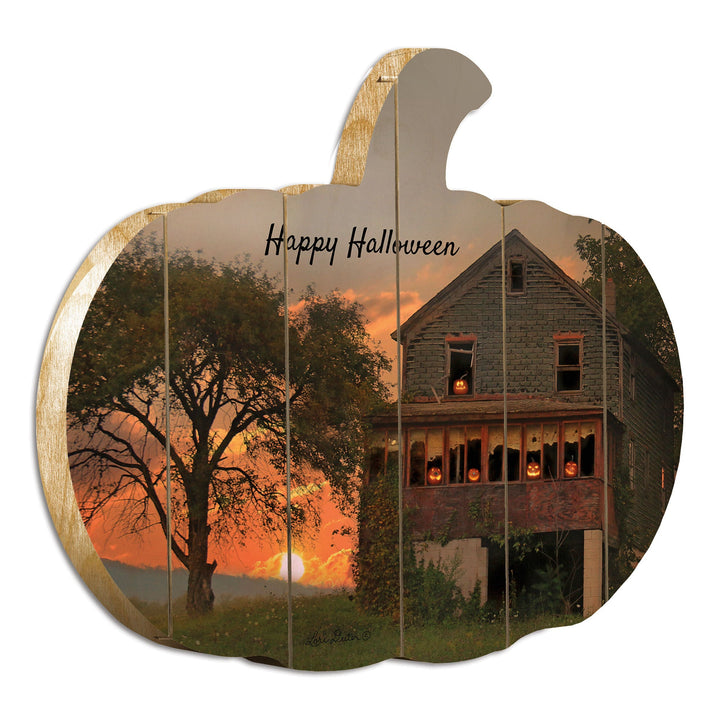 'Happy Halloween' By Artisan Lori Deiter Printed on Wooden Pumpkin Wall Art GH Modern Living