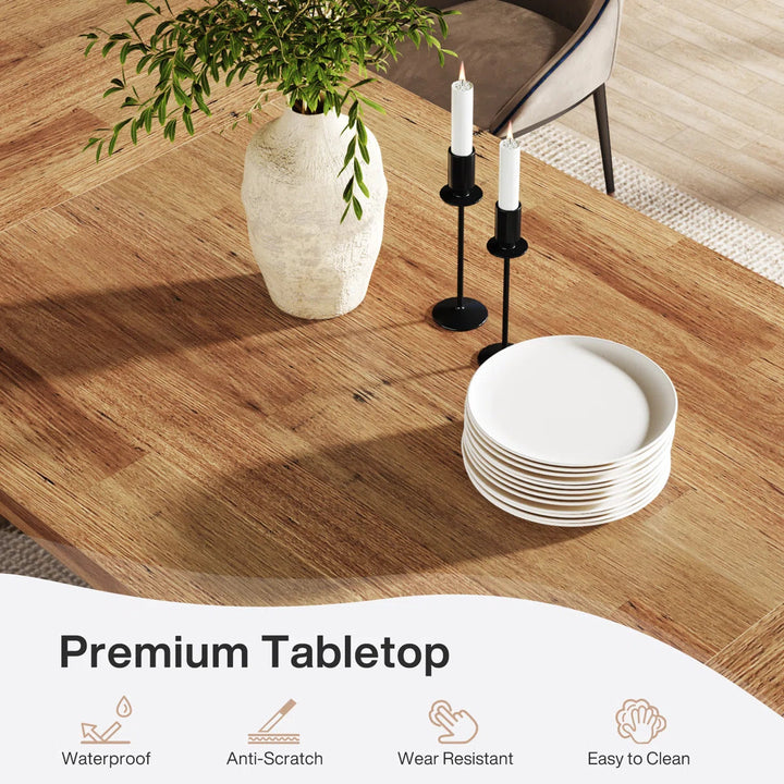 71" Farmhouse Wooden Dining Table for 6–8 People – Heavy-Duty Pedestal Base by Tribesigns Peach Maple