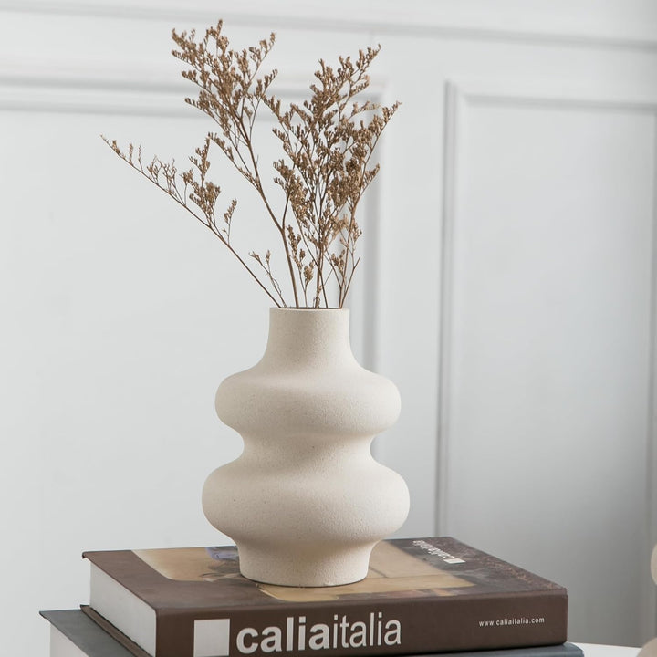 Mowtanco Modern Ceramic Vase Duo - Off-White Bohemian Design GH Modern Living