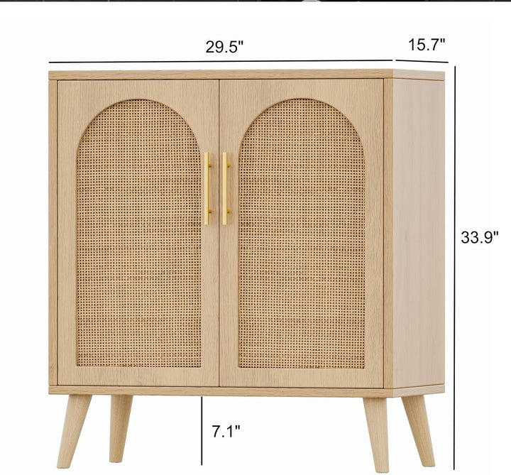 Natural Rattan Door Sideboard Buffet Cabinet Peach Maple