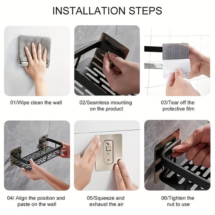 Rust-Resistant No-Drill Bathroom Hanging Shelf with 2 Space-Saving Shelves – Easy Wall Mount Organizer for Shower & Multi-Room Use Champagne Apollo
